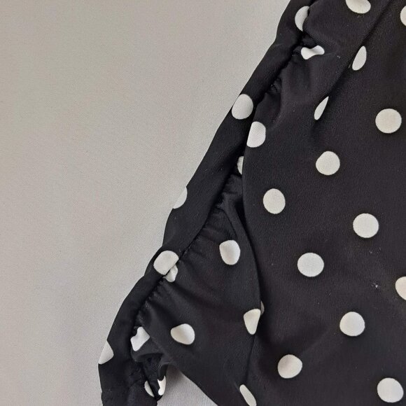 Lauren Ralph Lauren Size 12 Black White Dots Tankini Top Built In Bra Neck Ties - Picture 5 of 15